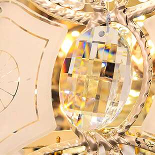 欧式 简约现代卧室灯客厅灯餐厅灯具 吸顶灯led圆形双色变色水晶灯