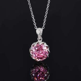 2024新款 女12mm 庄生生珠宝铜底镀金仿真刚玉圆形莲花套装