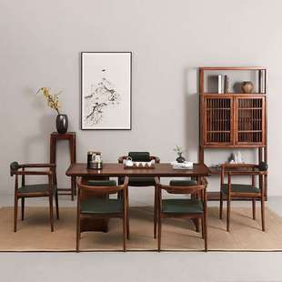 北美黑胡桃木大板桌南美雨木实木茶桌原木茶台餐桌老板办公桌茶几