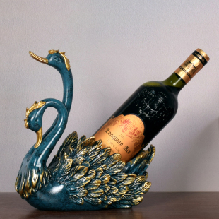 欧式招财天鹅红酒l架摆件创意客厅酒柜别墅工艺装饰品乔迁新年礼