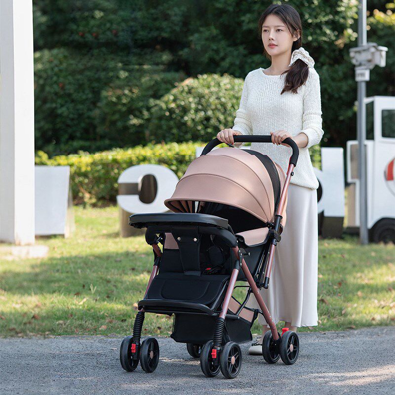 新生儿双向婴儿推车m可坐可躺折叠轻便手推车高景观大空间避震4岁