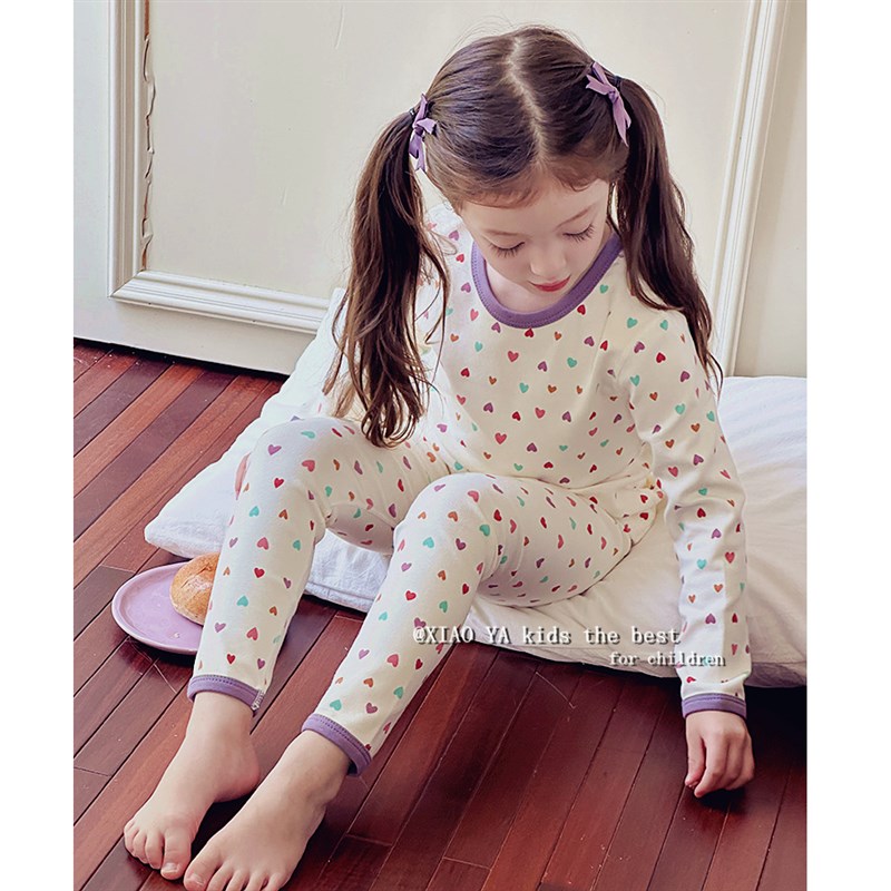 女童A类纯棉睡衣套装春秋秋w衣秋裤薄款儿童秋冬无骨家居服两件套