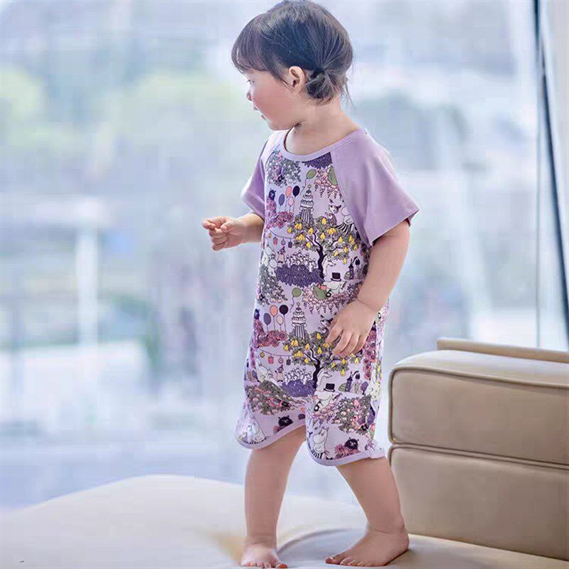 亲子睡裙夏轻薄竹棉纱布儿童睡袋A类柔软透N气宝宝婴幼儿家居睡衣