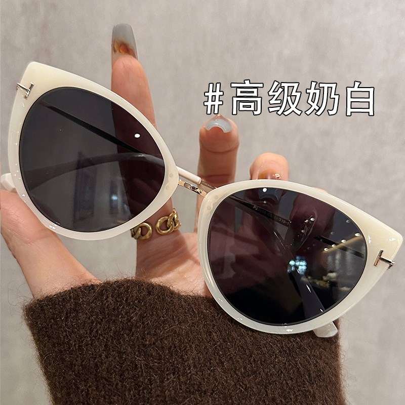 2023新d款韩版猫眼型时尚墨镜女防晒防紫外线偏光太阳眼镜框架男