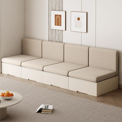 卡座沙发长条凳软包餐桌家用奶A茶店大容量坐垫靠背一体收纳储物