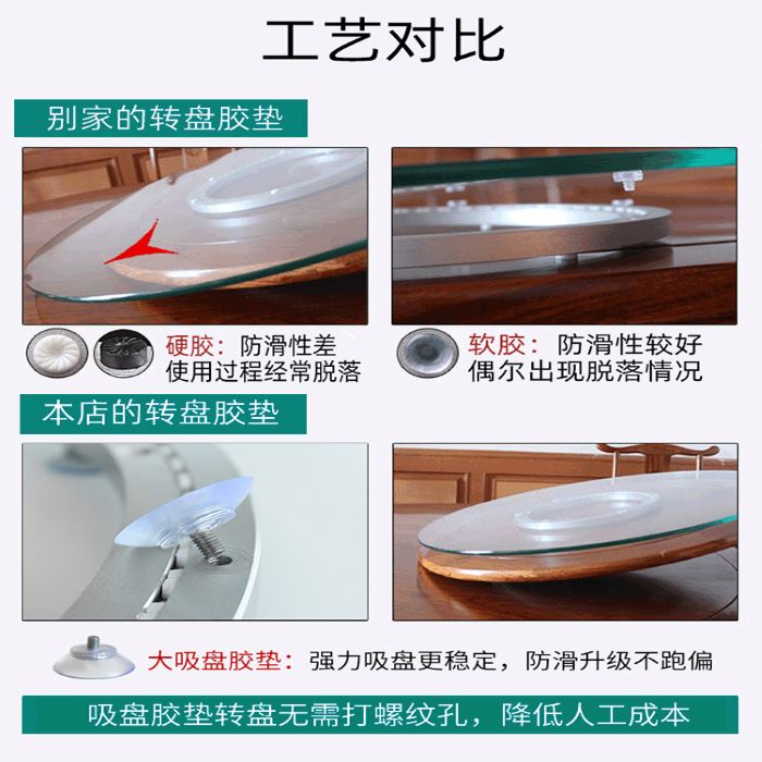餐桌转盘底座圆桌旋转铝合金大吸C盘静音轴承饭桌桌子玻璃实木转