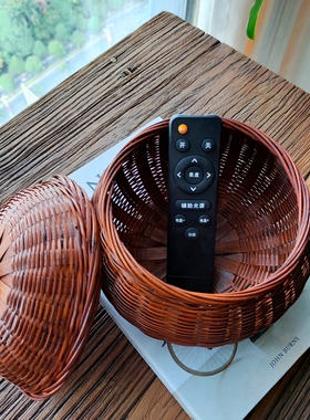 复古竹编南瓜篮带盖子手工编织竹篮竹制品小物件收纳Z筐拍摄道具