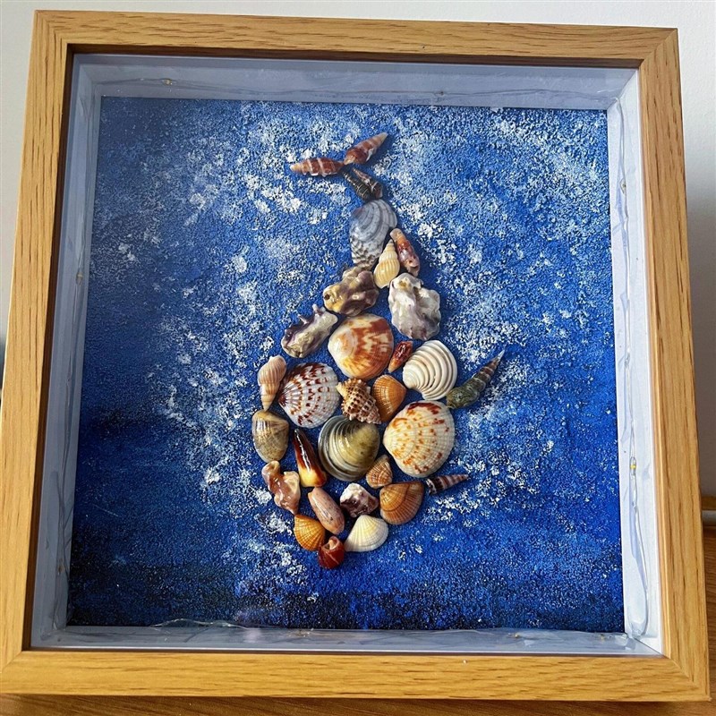 海浪沙滩贝壳diiy肌理画相框材料包手工填充丙烯石英砂立体装饰画