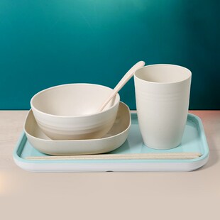 一次性餐具碗筷杯碟勺圆盘加厚塑料碗餐厅露营火锅店麦.秸秆菜盘