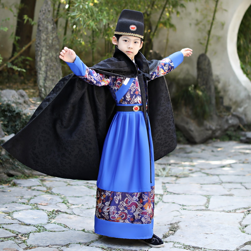 儿童古装汉服男童锦衣卫飞鱼服霸气男女孩四大名T捕侠客书生演出
