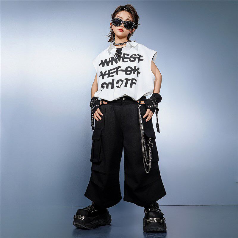 街舞儿童嘻哈演出服男女孩子酷帅衬衫套装hiphop架子Y鼓走秀演出