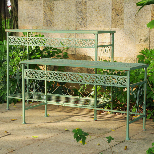 美式户外露台铁艺花架阳台u复古多层置物架庭院花盆架落地式花园