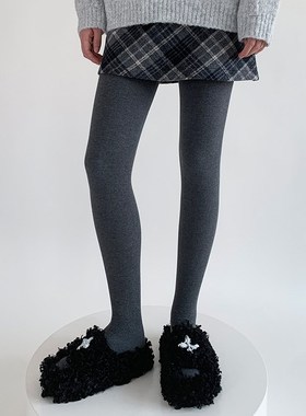 螺纹灰色打底裤女春秋穿裙子条纹显瘦E2024新款秋冬加绒压力连裤