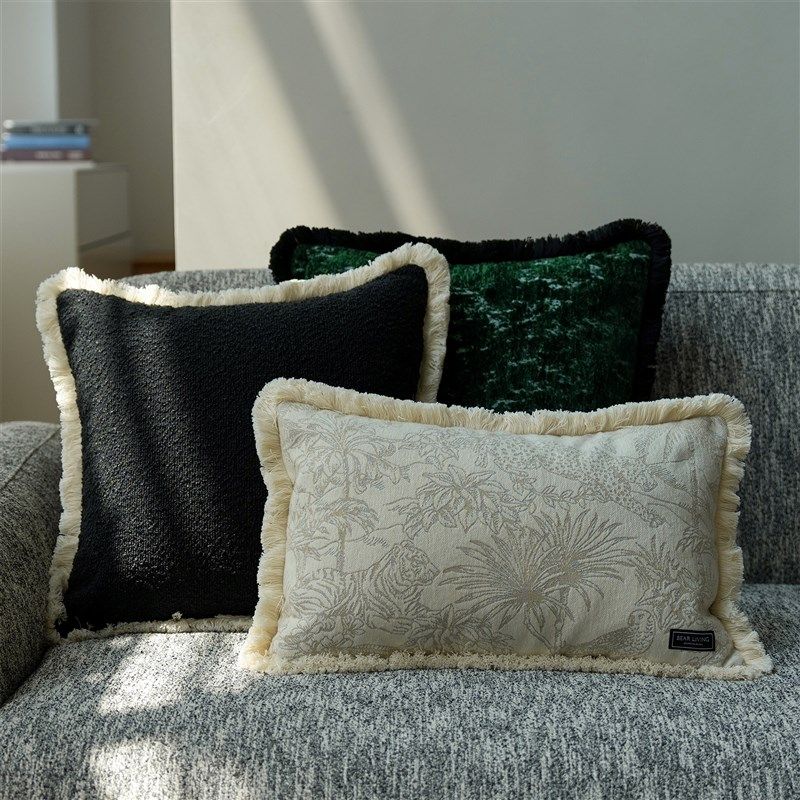 苔藓祖母绿提花抱枕中古风床上用靠枕靠垫沙发抱枕套.腰枕靠垫套