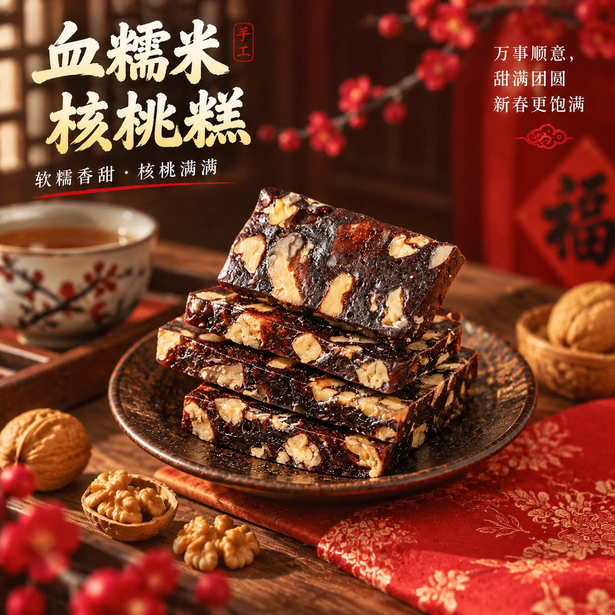 血糯米核桃糕官方旗舰店无糖无添加孕妇健康中式糕点解馋休闲零食