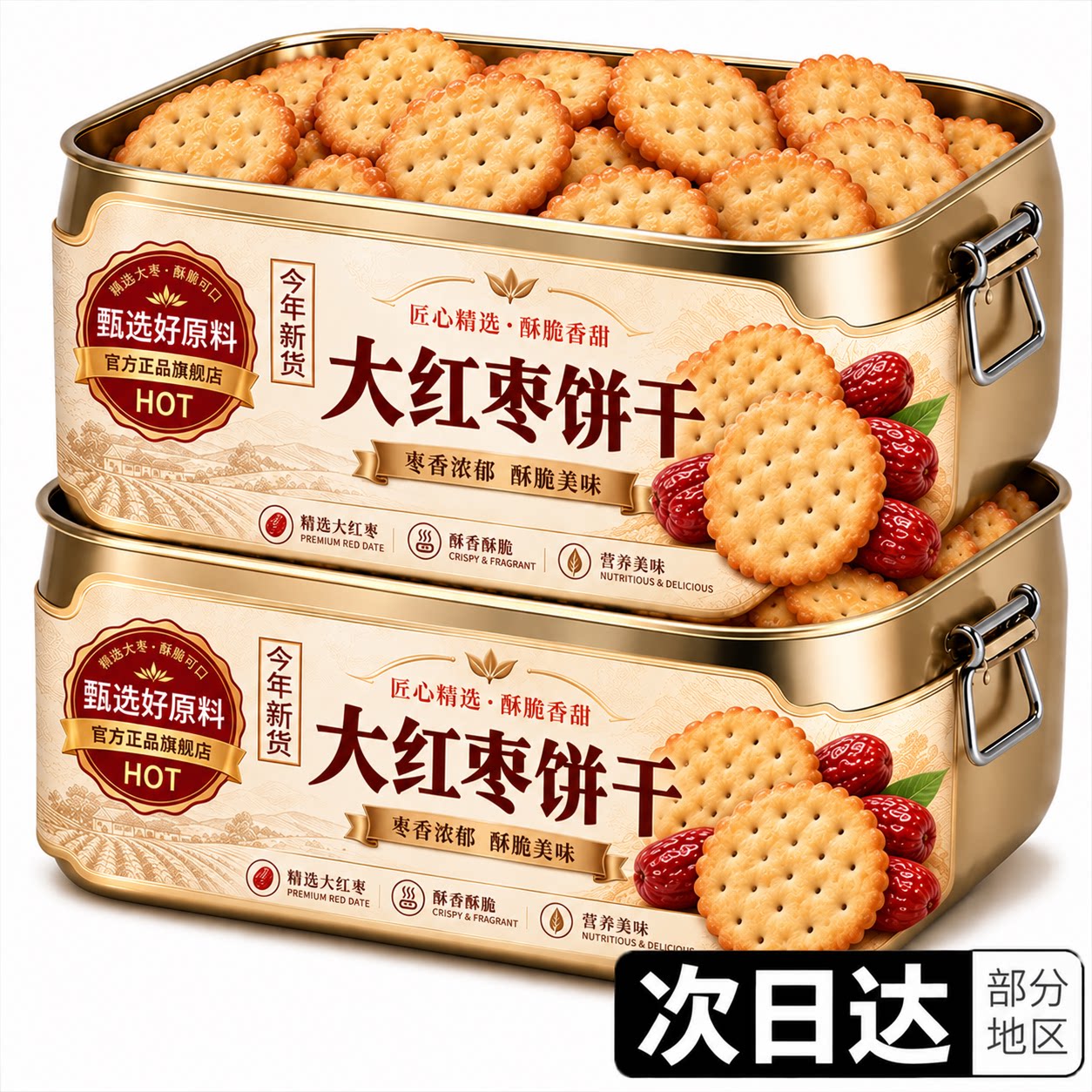 广联老式红枣饼干官方旗舰店湖北特产老牌子怀旧早餐代餐薄饼零食