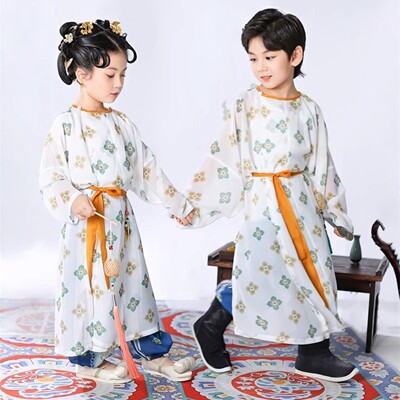 新款男童汉服唐制圆领袍夏季唐朝传统服饰夏季薄款男女孩日常唐装