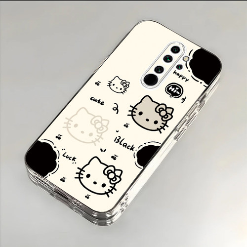 黑白猫咪适用于红米Note8Pro手机壳Note8新款全包防摔M1906G7E保护套可爱男女款Redmi简约小众透明专用外壳