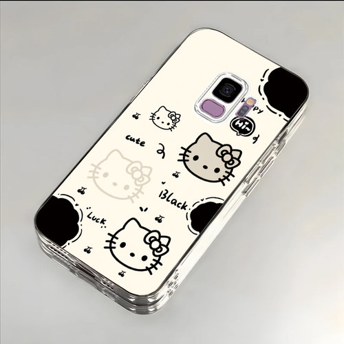 黑白猫咪适用于三星S9手机壳s9+新款SM-G9600全包防摔保护套GalaxyS9plus可爱男女款透明小众ins风专用外壳