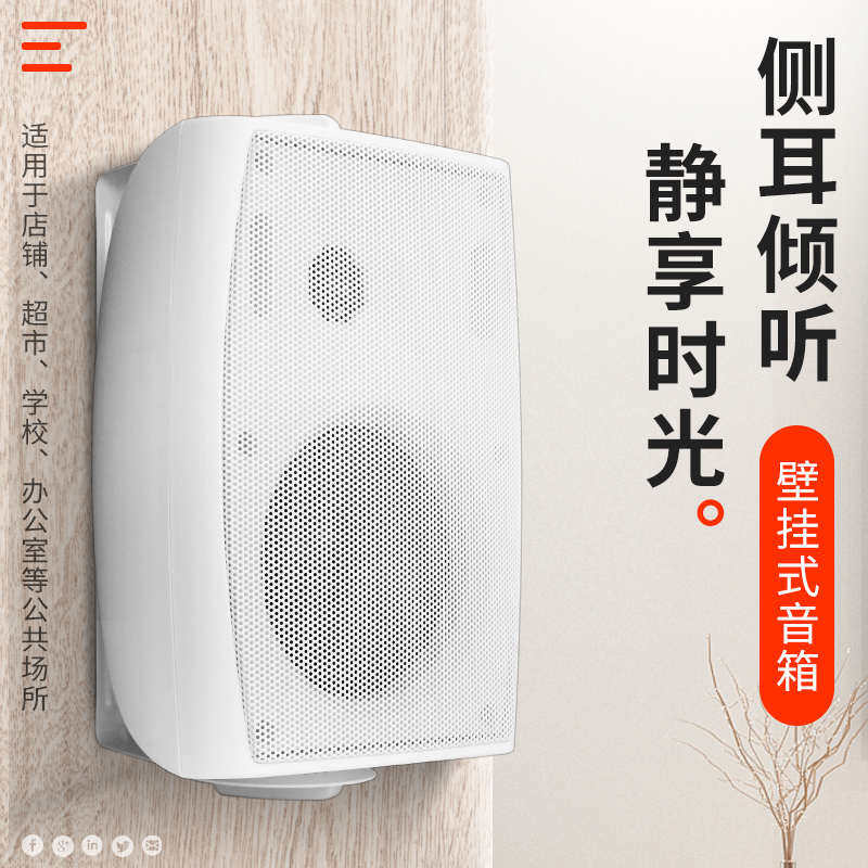壁挂音箱4/5/6寸室内音响教室会议室背景音乐挂壁定阻定压喇叭