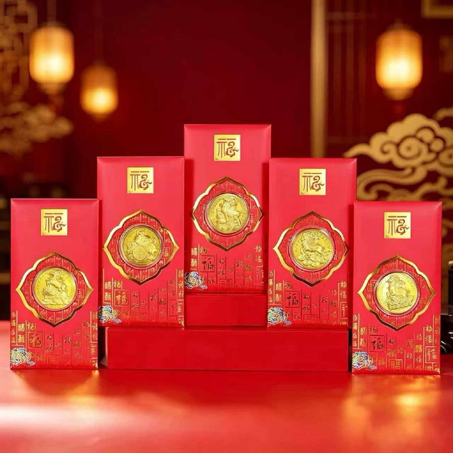 2027羊年红包生肖羊金箔纪念币红包新年利是封羊年金币压岁钱红包