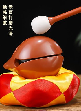 木鱼敲打击乐器寺庙静心摆件办公室解压神器家用法器一套棒槌垫子