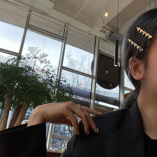 高级感金属爱心夹子一对头饰发夹 网红气质边夹刘海夹发卡