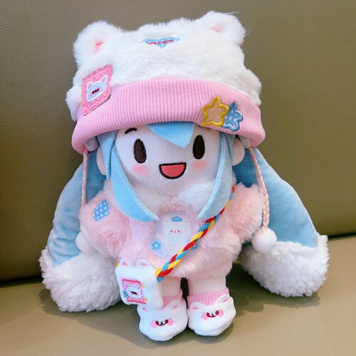 可换装20厘米雪音音可爱棉花娃娃毛绒公仔玩偶fufu粉喵喵套装