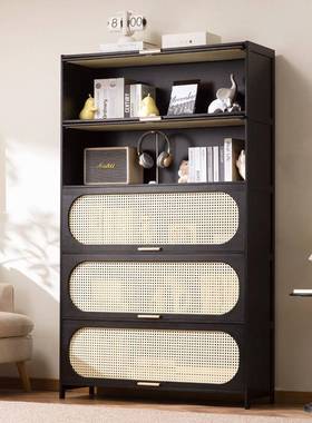 五黑色中古客风斗柜厅卧室收纳子52421柜储物柜书柜玄关柜窄高立