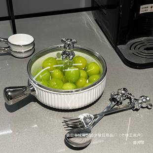 工厂直销轻奢家用餐具碗手柄泡面碗汤林祥盘子水果碗沙拉碗陶瓷碗