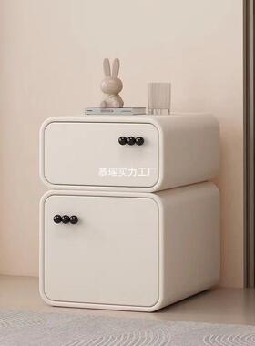 1846奶油风床柜超窄意简头约现代轻奢感卧小室床创边型收纳储物柜