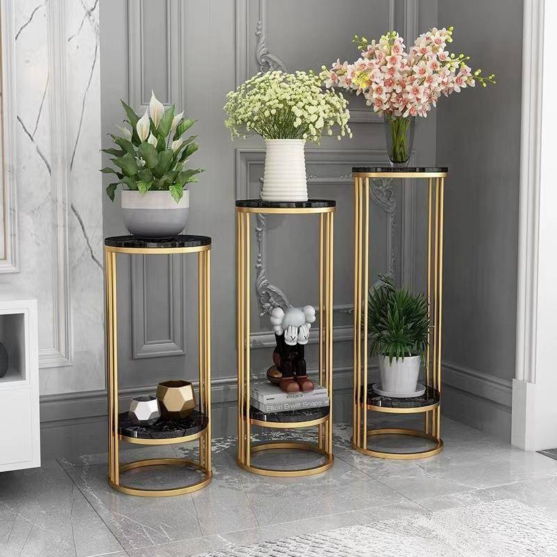 大理石花架子客厅盆电旁落DPT地置物阳架台简约现代花铁艺植物视