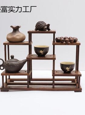 实IIJ木鸡翅木小博古架桌面用紫砂茶展示收纳宝架卯结构壶榫多阁