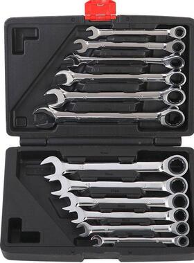 12PC活动定修2116/211头两用固棘轮扳手组套开口修梅花快速机汽扳