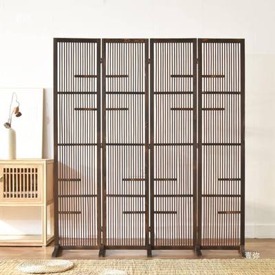 中式木竹格栅屏风隔断折叠实移新动客茶厅卧室遮挡楼道00012具复