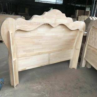 式欧软橡包床白坯1.8米胶木实木床茬白扪包床软包靠背8888#床白胚