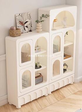 厅63598法式奶油风书带玻璃门展示柜轻奢家柜用客一架体整墙书电