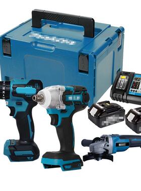 牧田款锂电钻冲击钻扳起子机磨机手电锤无刷工72718套具4件工具套