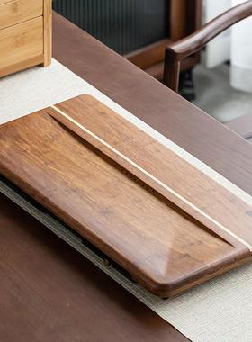 重台竹盘大号家用日式茶38952茶块简约长方形整茶海排水蓄水式竹