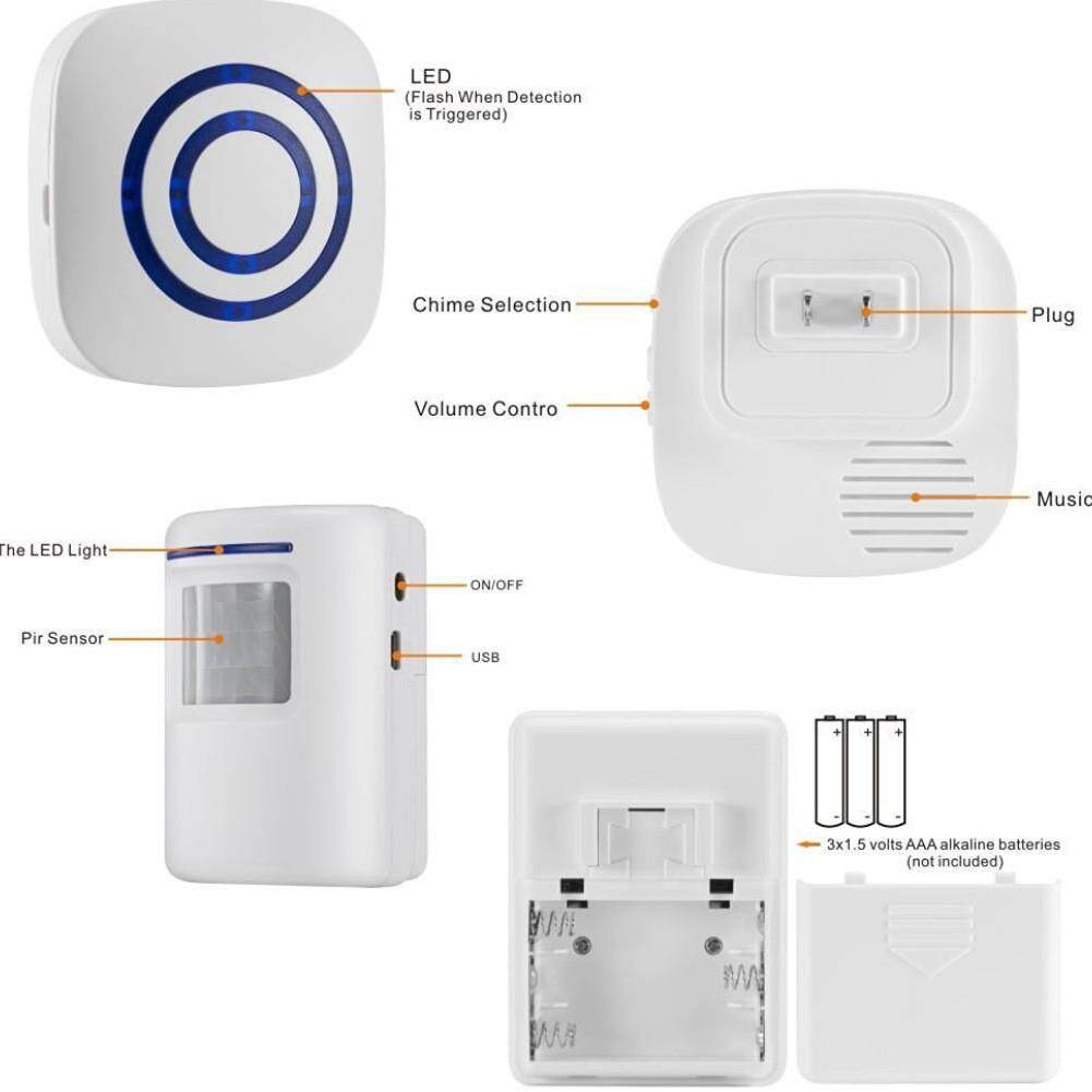 感应分声体门铃宾报警三一38合首一感应两铃一拖二感应迎宾迎器两