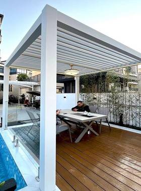 户外合凉亭庭铝金电动百42511叶院楼顶阳光房室外代花园现新中式