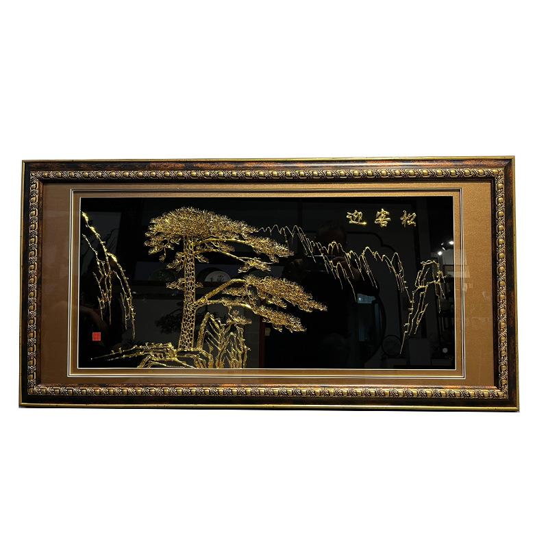 芜湖==成铁画迎客松马到挂功中式客厅画手工艺安徽非遗会议室商品