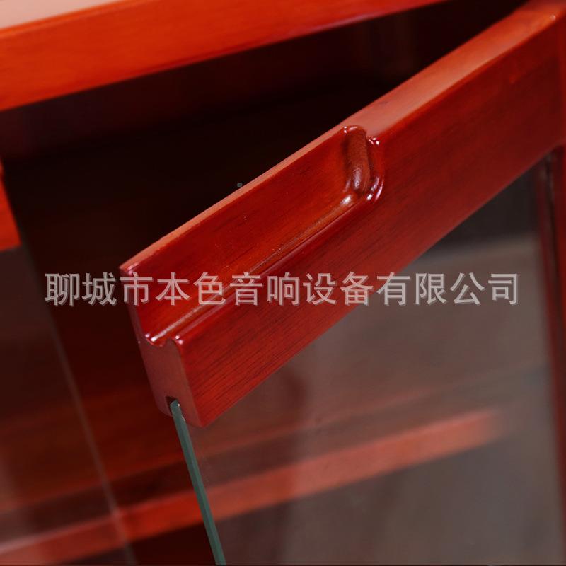 实木音响木海棠色机柜家庭院柚放专用带门钢影化玻柚木玻璃璃功架