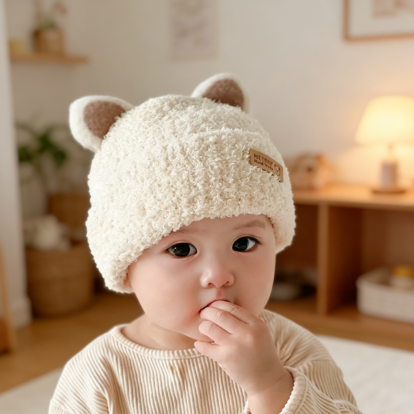 宝宝帽子冬季韩版男女童婴儿毛绒帽针织保暖护耳秋冬款儿童毛线帽