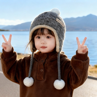 儿童帽子秋冬季男孩韩版针织护耳帽保暖小童女宝宝防风加厚毛线帽