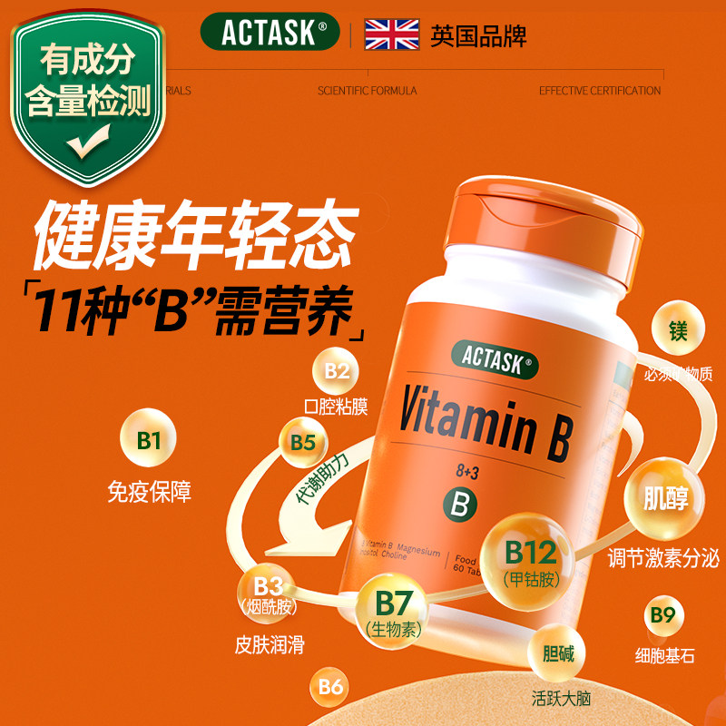 进口Actask复合维生素B族多种vb甲钴胺肌醇生物素烟酰胺胆碱叶酸,保健食品/膳食营养补充食品,B族维生素,淘宝优惠券,粉丝福利购,淘宝优惠卷