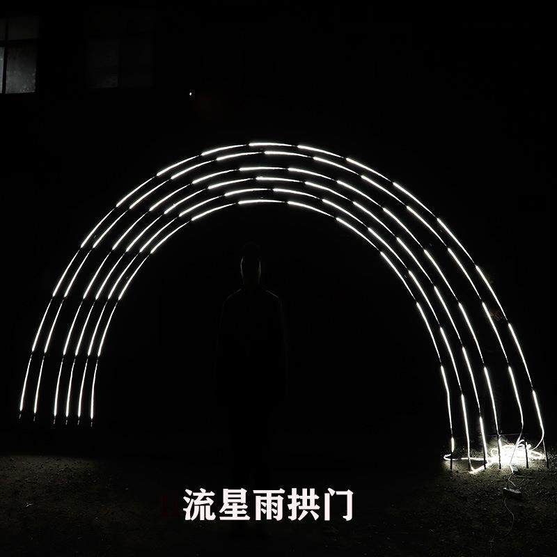 新款婚庆道具流星雨灯带拱门架子星空婚庆婚礼铁艺拱门铁艺架花门