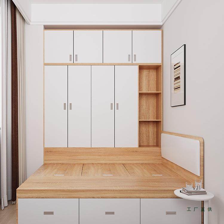 榻榻米床小户型衣柜一体单人床高箱收纳软包床头气压储物组合柜床