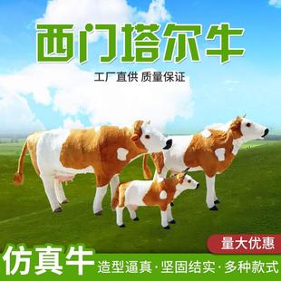 仿真西门塔尔牛摆件动物模型商店橱窗展示品展览教学摄影道具