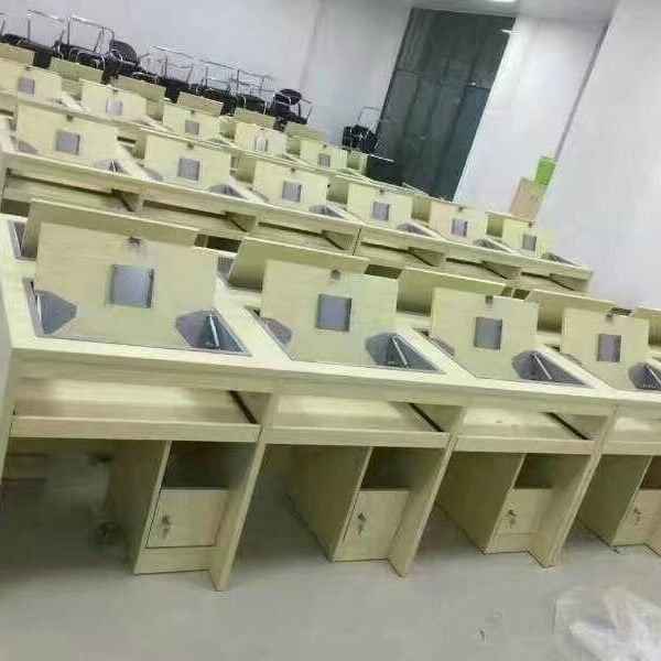 厂家批发学校云机房微机室语音实训电教室会议翻转隐藏电脑桌